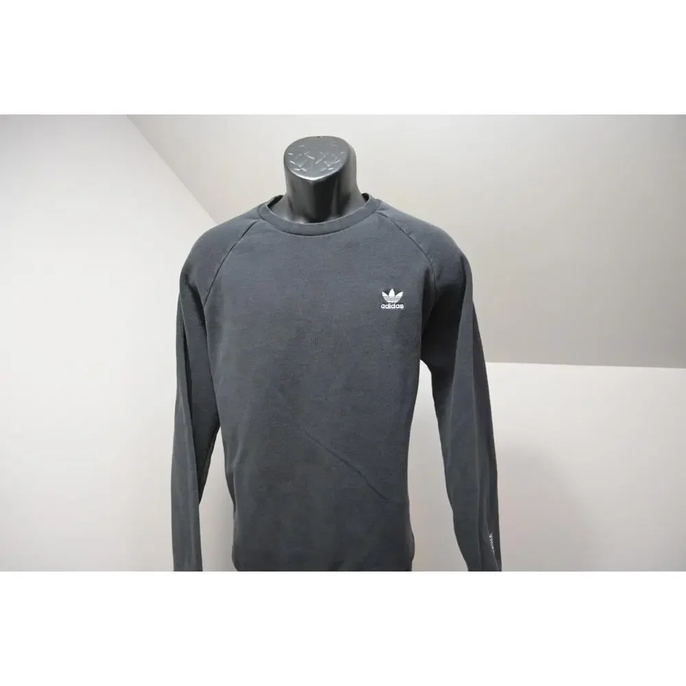 Adidas Sweat Shirt Crew Neck Black‎ PrimeGreen VTG LOGO Sweater Mens Large